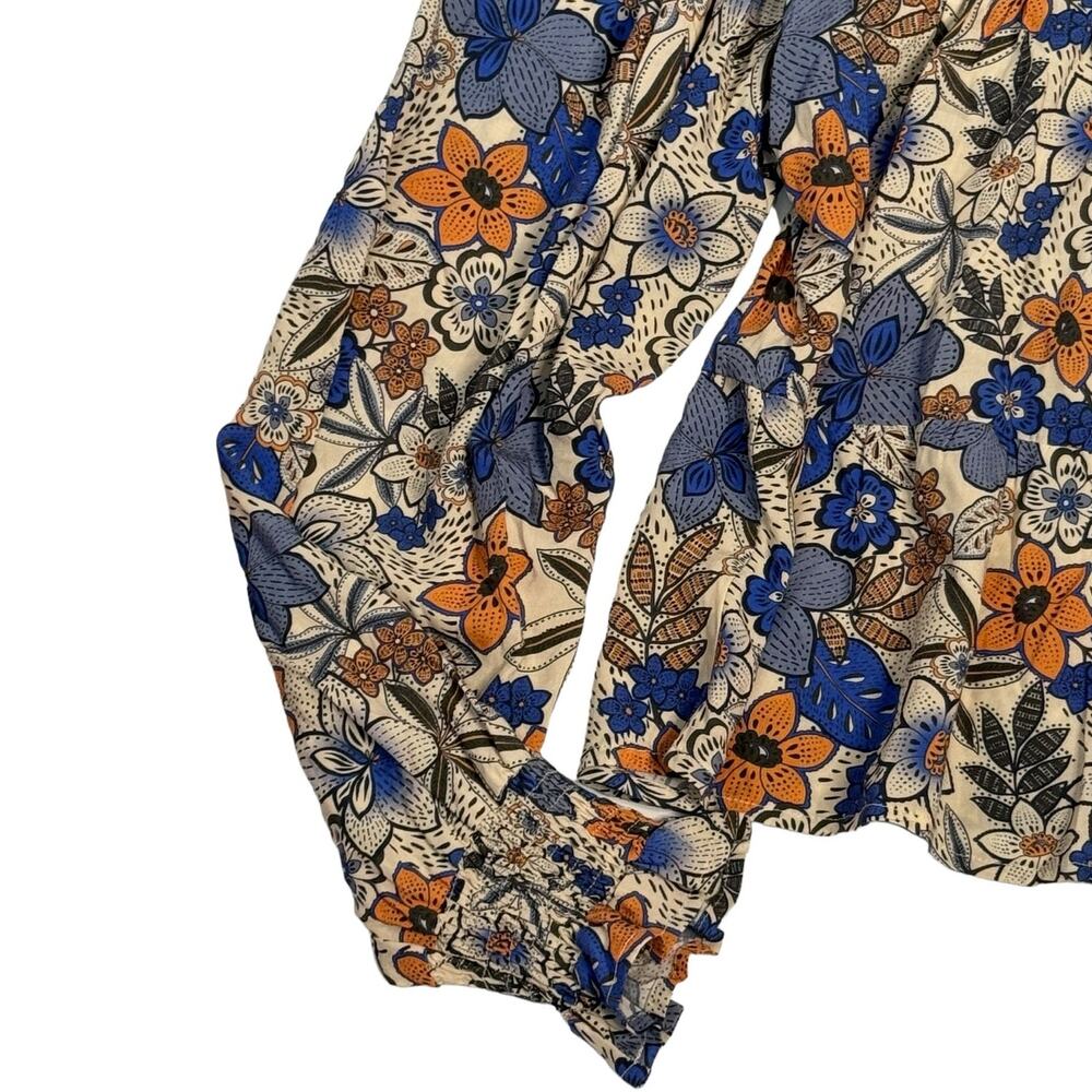 Harni the Label Blue Floral Peasant Blouse Top Oversized XS - Picture 4 of 12